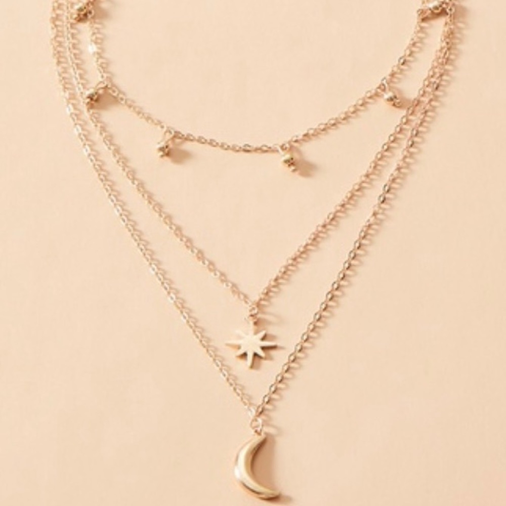 NEW Gold-plated moon star Multilayer Nexklace